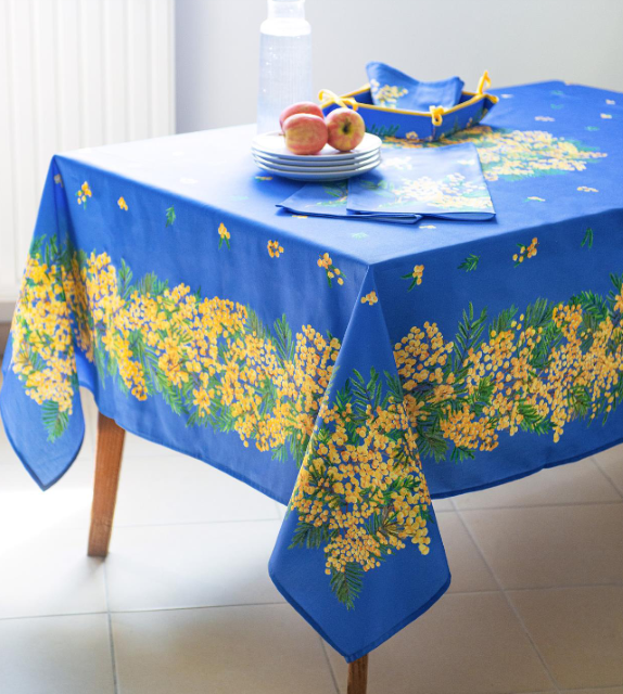 French tablecloth coated or cotton (Mimosa. blue)